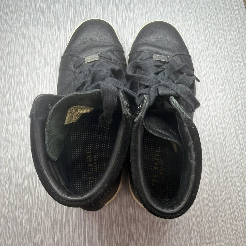 Ted Baker Men's Black Leather High Top Lace Up Sneakers US 8.5 EU 42